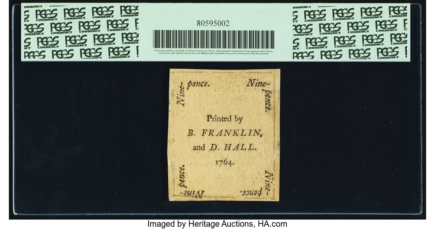 image for: Pennsylvania June 18, 1764 9 Pence Fr. PA-118. PCGS New 61....