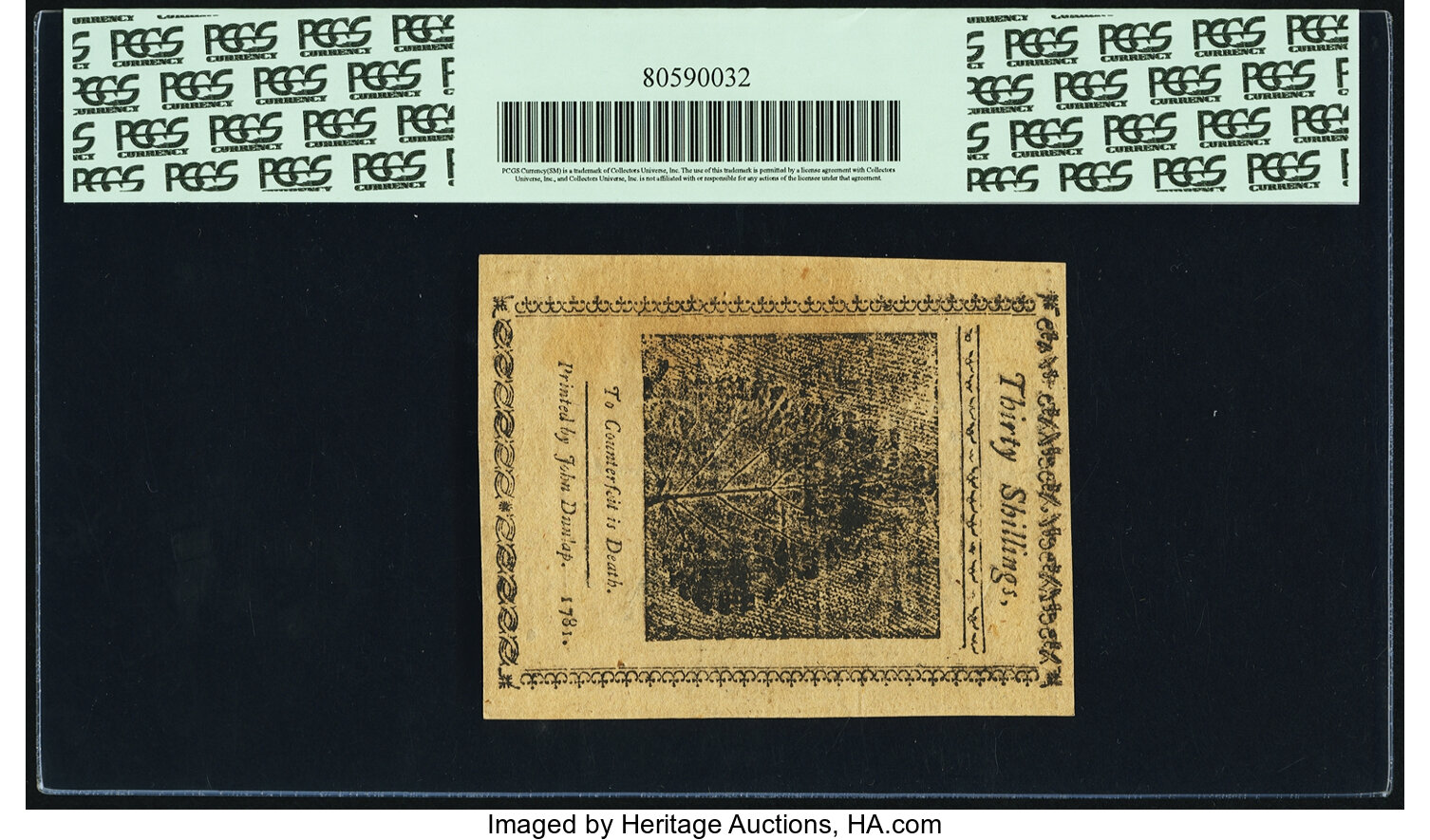 image for: Pennsylvania April 20, 1781 30 Shillings Fr. PA-252. PCGS Choice New 63....