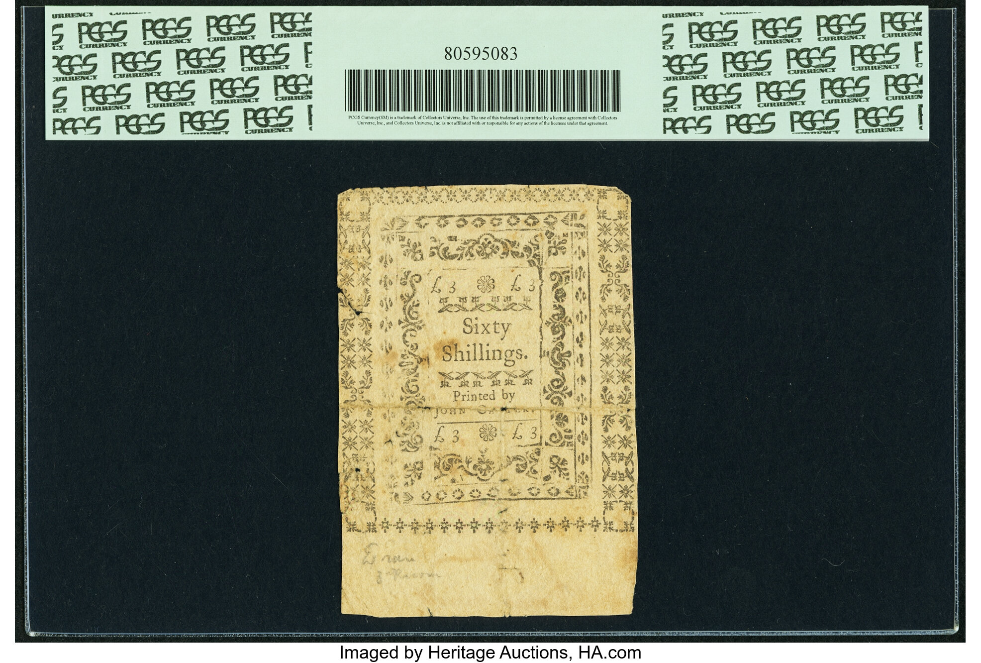 image for: Rhode Island January 15, 1776 60 Shillings Fr. RI-229. PCGS Very Fine 25 Apparent....