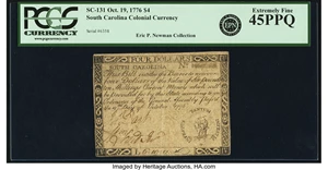 image for: South Carolina October 19, 1776 $4 Fr. SC-131. PCGS Extremely Fine 45PPQ....