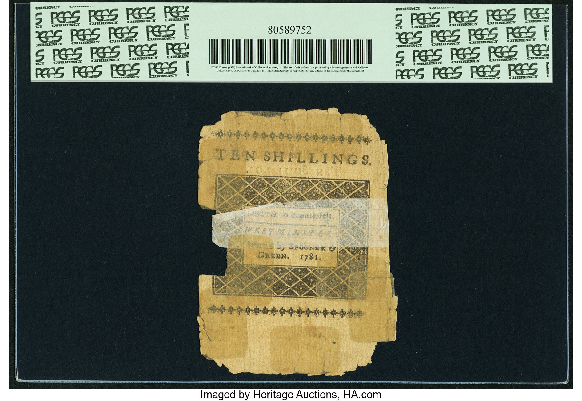 image for: State of Vermont 1781 10 Shillings Fr. VT-5. PCGS Fine 15 Apparent....