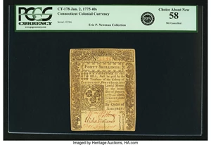 image for: Colony of Connecticut January 2, 1775 40 Shillings Fr. CT-178. PCGS Choice About New 58....