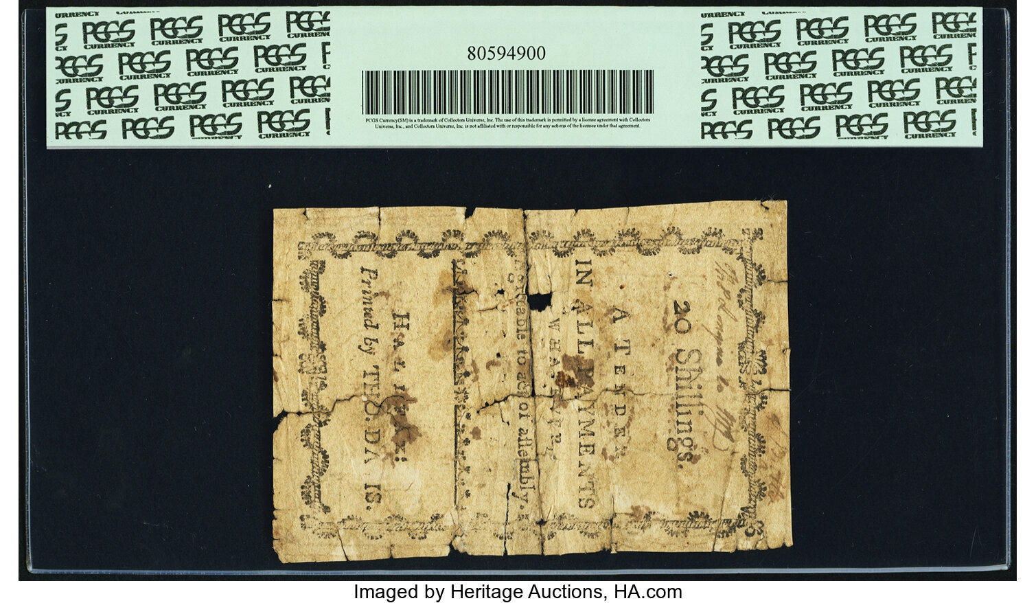 image for: North Carolina May 17, 1783 20 Shillings Contemporary Counterfeit Fr. NC-206. PCGS Very Fine 20 Apparent....