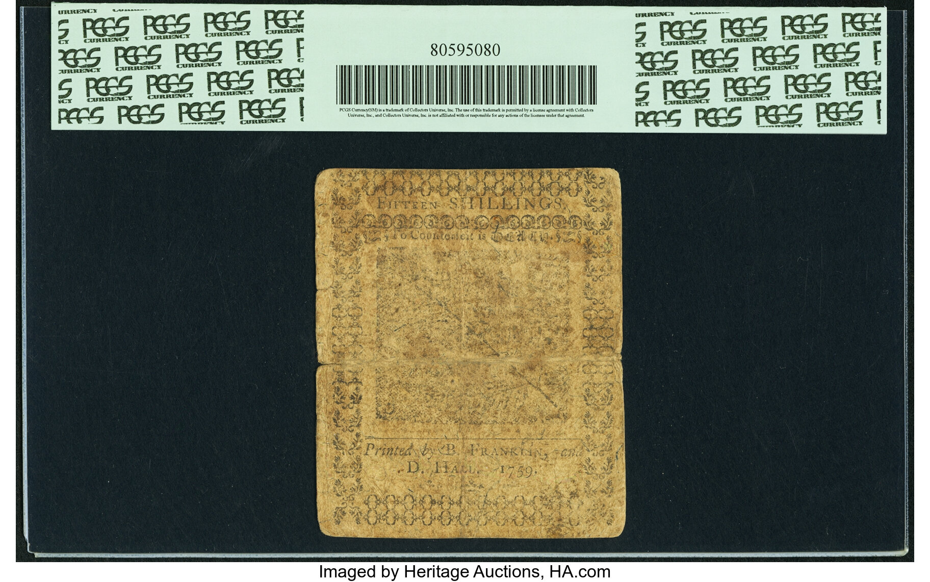 image for: Pennsylvania April 25, 1759 15 Shillings Fr. PA-99. PCGS Very Fine 25 Apparent....