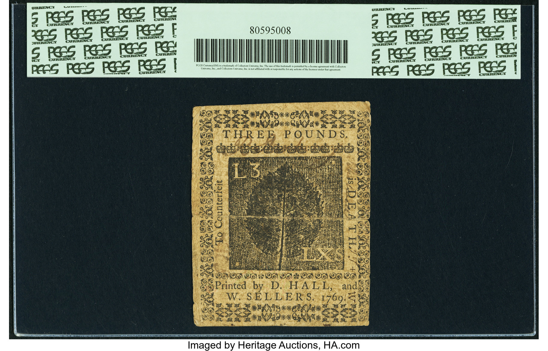 image for: Pennsylvania March 1, 1769 3 Pounds Fr. PA-133. PCGS Very Fine 25 Apparent....