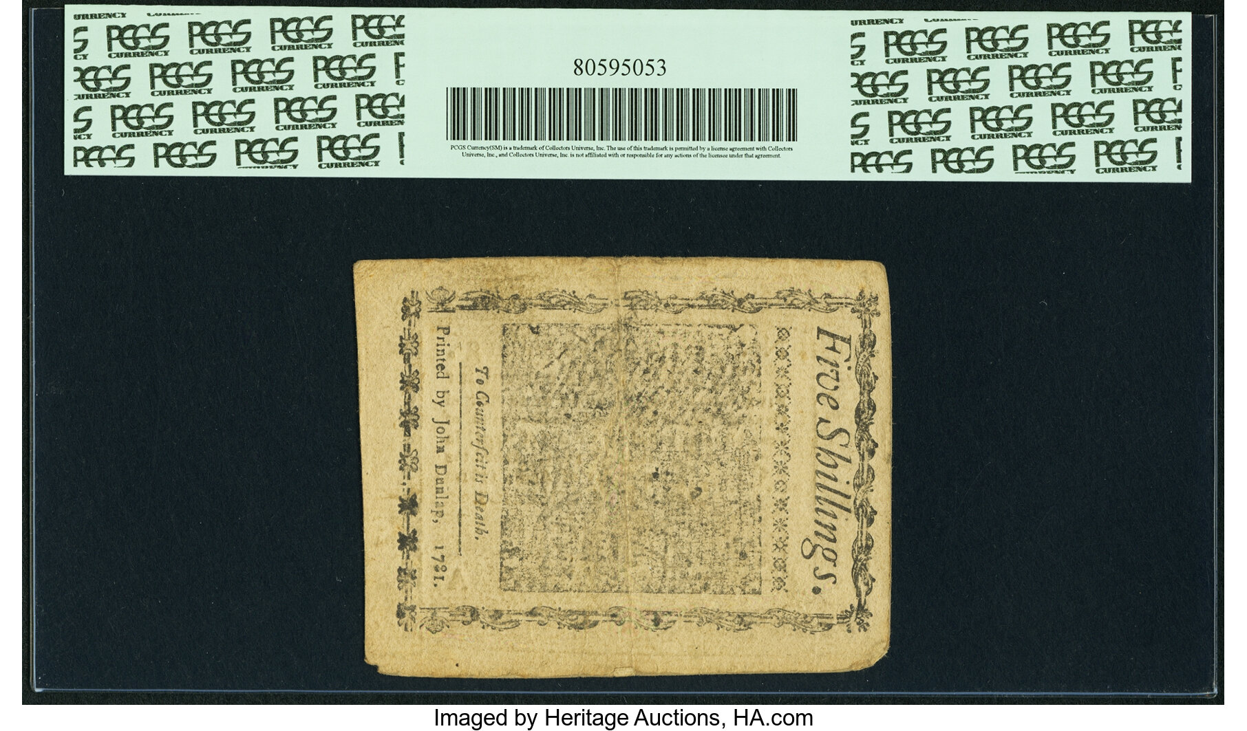 image for: Pennsylvania April 20, 1781 5 Shillings Fr. PA-248. PCGS Very Fine 35....