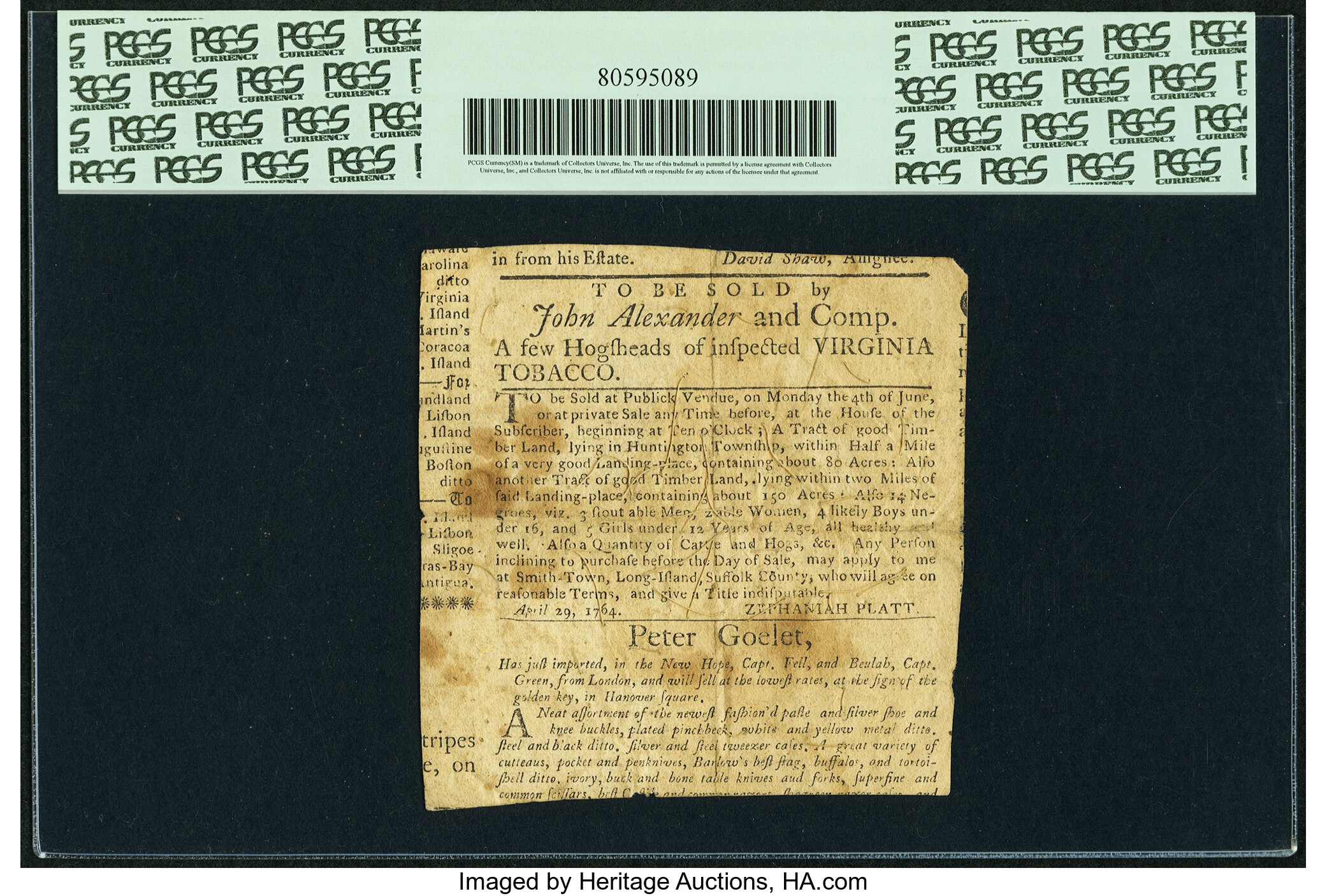 image for: Rhode Island March 18, 1750 2 Ounces, 10 dwt. (8 Pounds Old Tenor) Contemporary Counterfeit Fr. RI-65a. PCGS Good 6 Apparent....