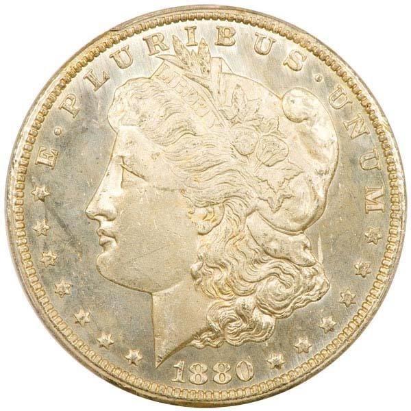 image for: $1 1880/79-CC REVERSE OF 1878 PCGS MS65 DMPL