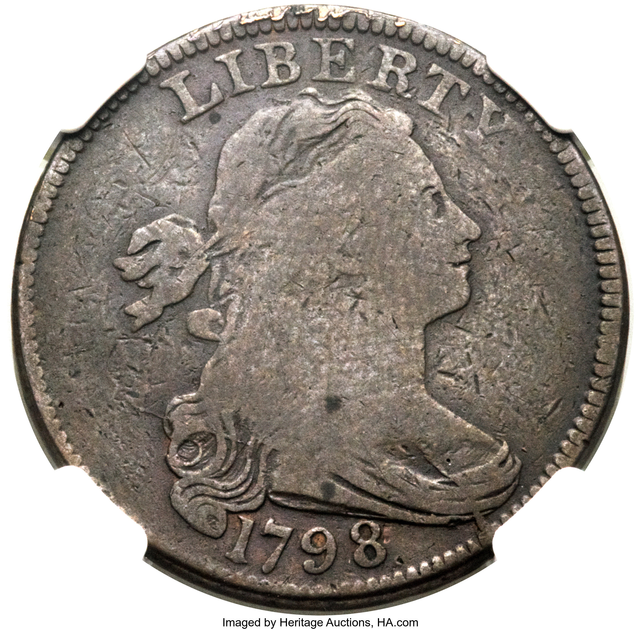 image for: 1798 1C First Hair Style, Reverse of 1796, S-156, B-10, High R.5, VG8 NGC....