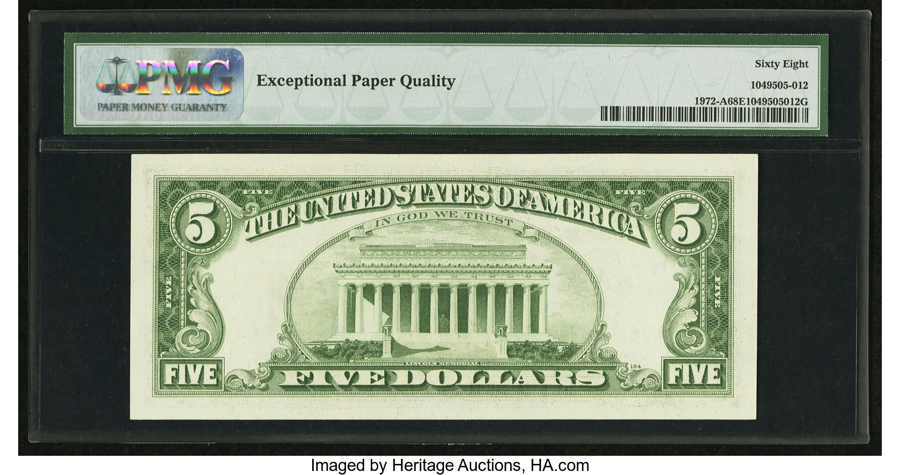 image for: Fr. 1972-A $5 1969C Federal Reserve Note. PMG Superb Gem Unc 68 EPQ....