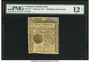 image for: Vermont February 1781 20s PMG Fine 12 Net....