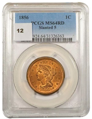 image for: 1C 1856 SLANTED 5 PCGS MS64RD