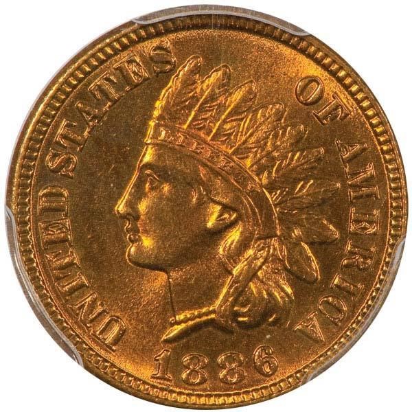 image for: 1C 1886 VARIETY 1 PCGS MS65RD CAC