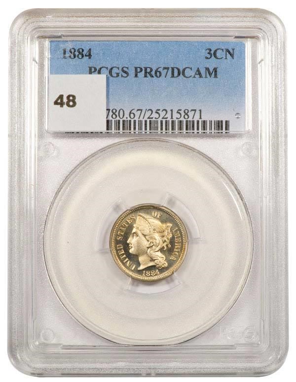 image for: 3CN 1884 PCGS PR67 DCAM