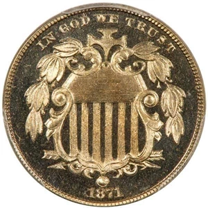 image for: 5C 1871 PCGS PR66 DCAM CAC
