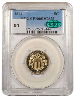 image for: 5C 1871 PCGS PR66 DCAM CAC