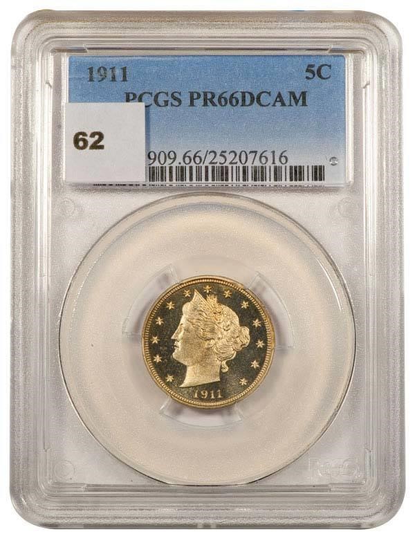image for: 5C 1911 PCGS PR66 DCAM