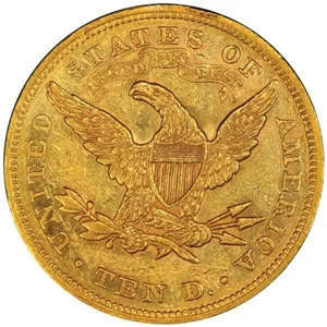 image for: $10 1866 MOTTO PCGS AU55 EX SIMPSON/HALL