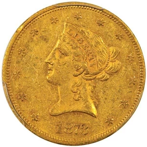 image for: $10 1873 CLOSED 3 PCGS AU55 EX SIMPSON/HALL
