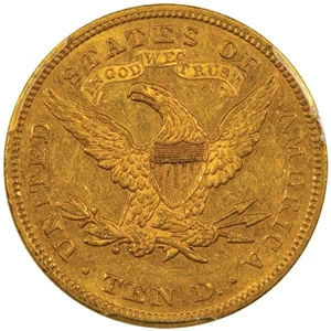 image for: $10 1873 CLOSED 3 PCGS AU55 EX SIMPSON/HALL