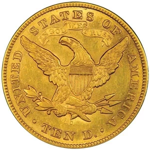 image for: $10 1876-CC PCGS AU53 CAC EX SIMPSON/HALL