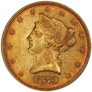 image for: $10 1879-O PCGS AU58 CAC EX SIMPSON/HALL