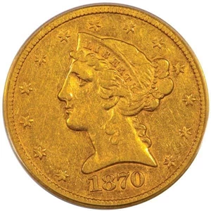 image for: $5 1870-CC PCGS XF40 CAC