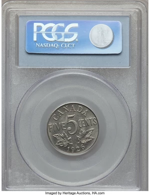 image for: George V "Near 6" 5 Cents 1926 AU58 PCGS