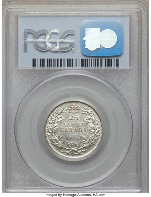 image for: George V "Dot Below Wreath" 25 Cents 1936 AU50 PCGS