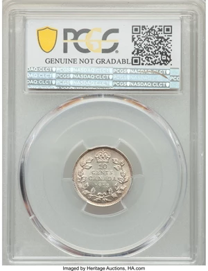 image for: George V 10 Cents 1913 UNC Detail (Cleaned) PCGS