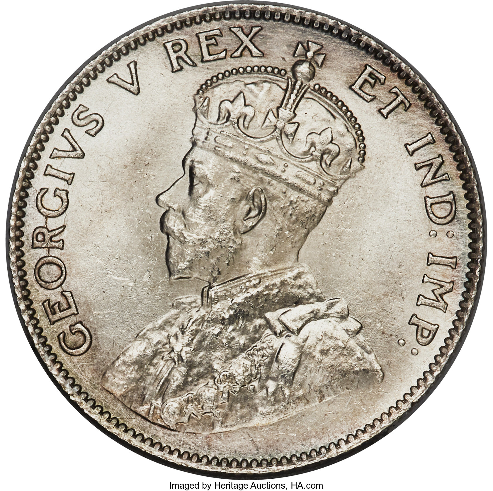 image for: George V "Godless" 25 Cents 1911 UNC Detail (Cleaned) PCGS