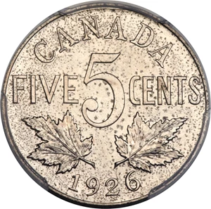 image for: George V "Near 6" Specimen 5 Cents 1926 SP65 PCGS