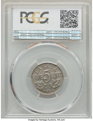 image for: George V "Near 6" 5 Cents 1926 AU50 PCGS