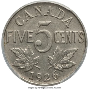image for: George V "Near 6" 5 Cents 1926 AU50 PCGS