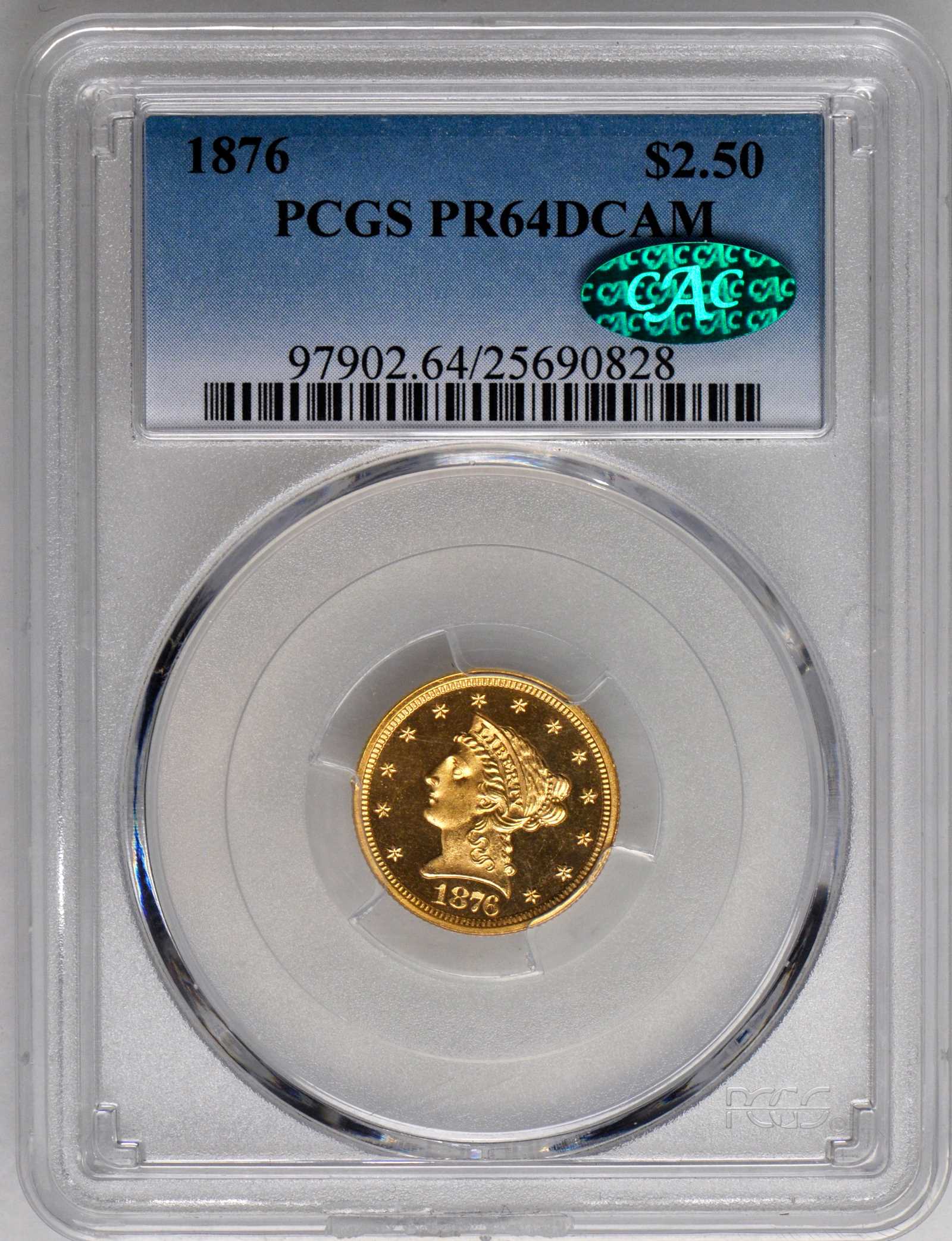 image for: 1876 Liberty Quarter Eagle. Proof-64 Deep Cameo (PCGS). CAC.