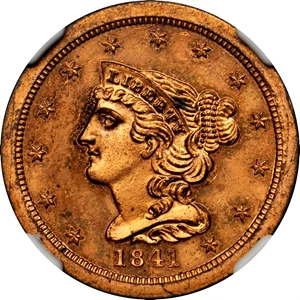 1841 Braided Hair Half Penny Proof Original RD Coin Pricing Guide
