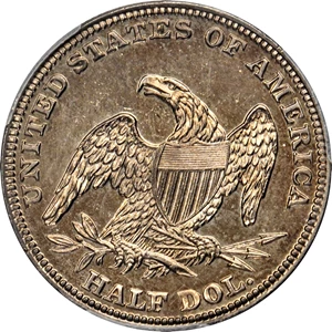 image for: 1839-O Capped Bust Half Dollar. Reeded Edge. HALF DOL. GR-1. Repunched Mintmark. Branch Mint Specimen-62 (PCGS).
