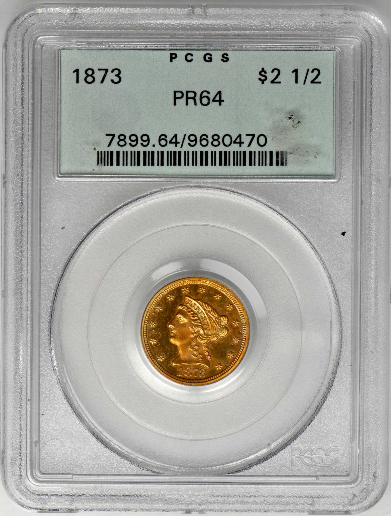 image for: 1873 Liberty Quarter Eagle. Proof-64 (PCGS). OGH.