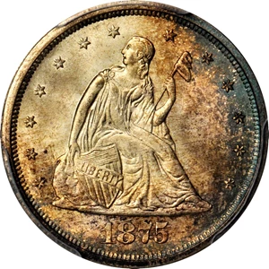 image for: 1875-S Twenty-Cent Piece. BF-6. Rarity-4. MS-68 (PCGS). Secure Holder.