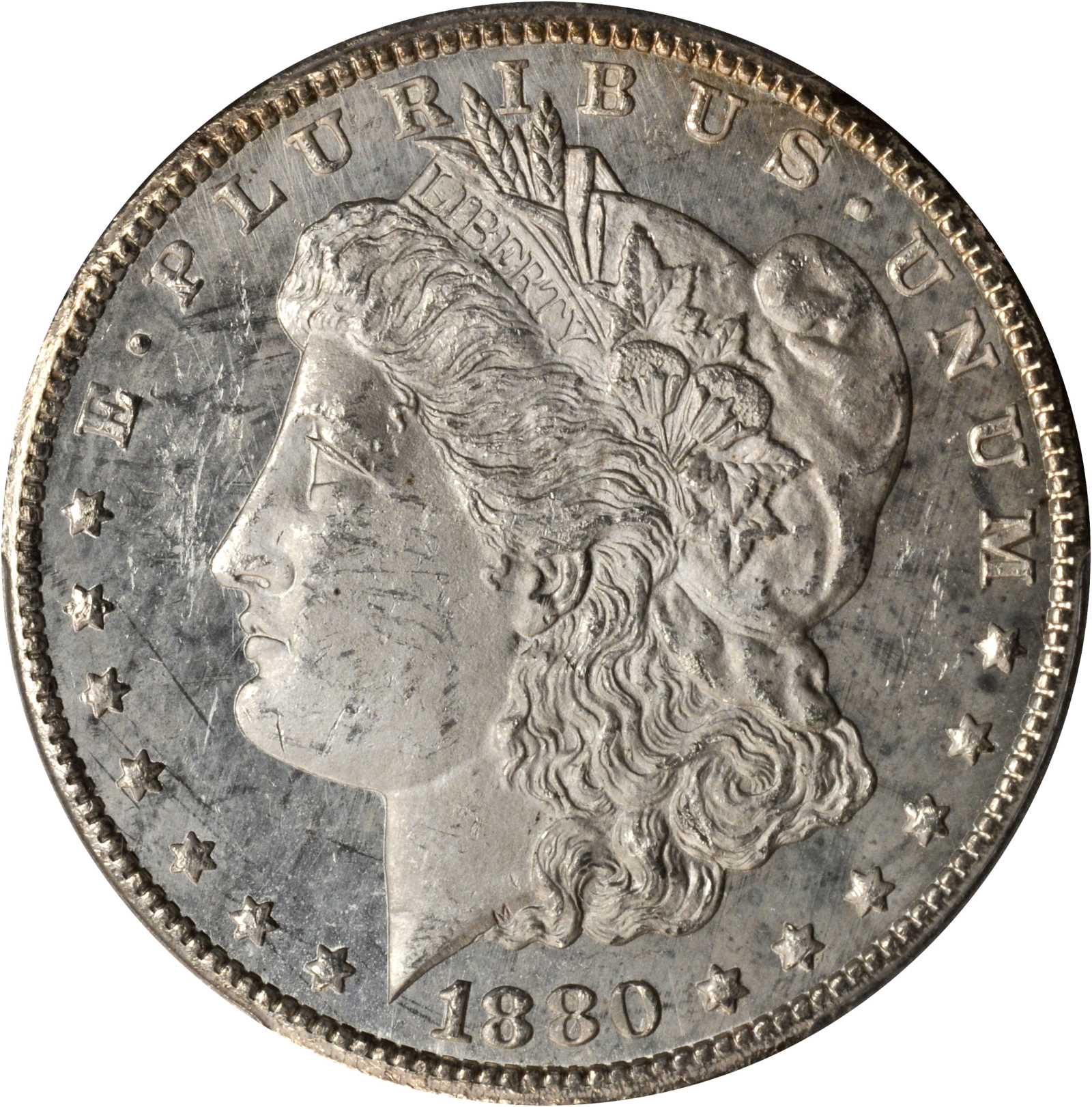 1880-CC Morgan Silver Dollar. VAM-6. Top 100 Variety. 8/Low 7. MS-63 PL (PCGS).