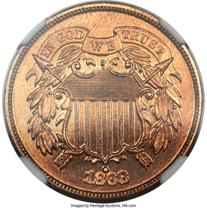 image for: 1868 2C PR67 Red and Brown NGC. CAC....