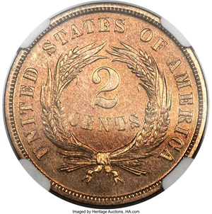 image for: 1868 2C PR67 Red and Brown NGC. CAC....