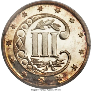 image for: 1868 3CS PR65 Deep Cameo PCGS. CAC....