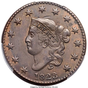 image for: 1823/2 1C N-1, R.2 MS61 Brown PCGS. CAC....