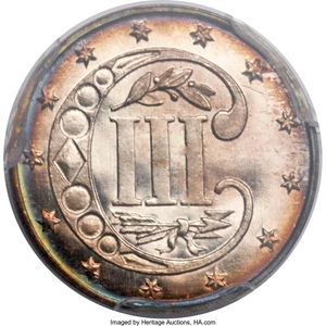 image for: 1869/8 3CS PR66 Cameo PCGS. CAC....
