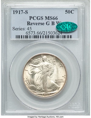 image for: 1917-S 50C Reverse MS66 PCGS. CAC....
