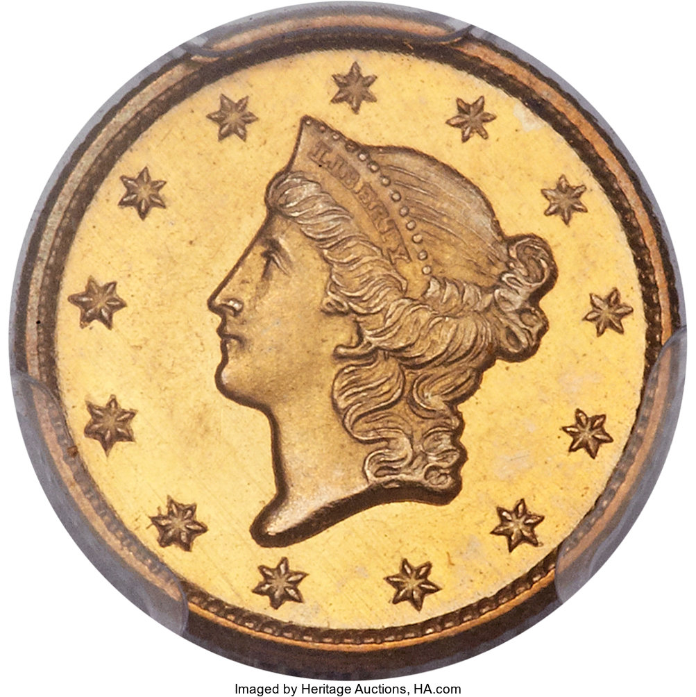 image for: 1849 G$1 Closed Wreath MS66 PCGS Secure. CAC....