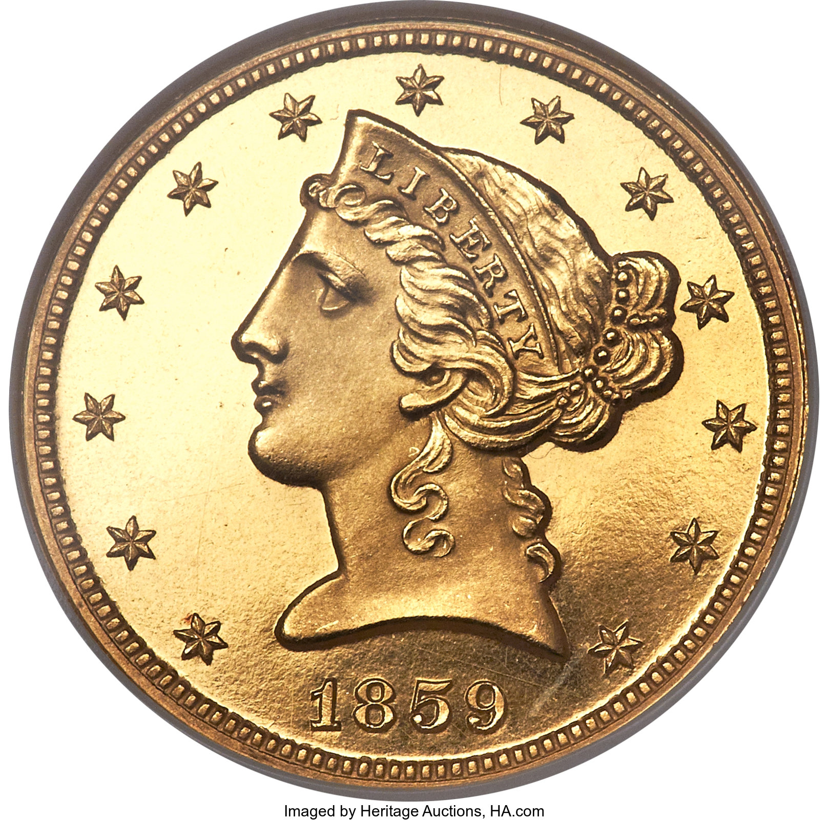 image for: 1859 $5 PR66 Ultra Cameo NGC. CAC....