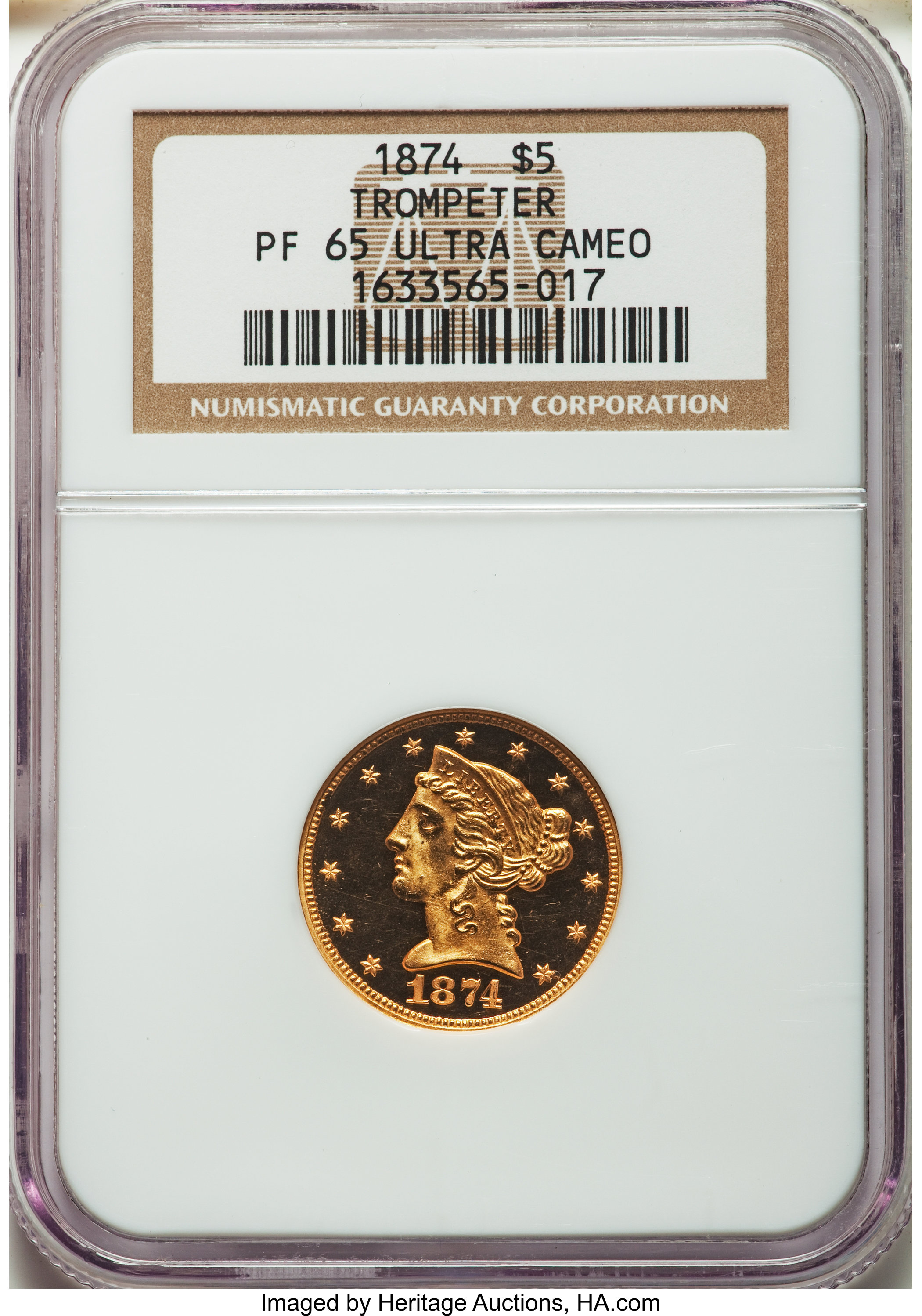 image for: 1874 $5 PR65 Ultra Cameo NGC....
