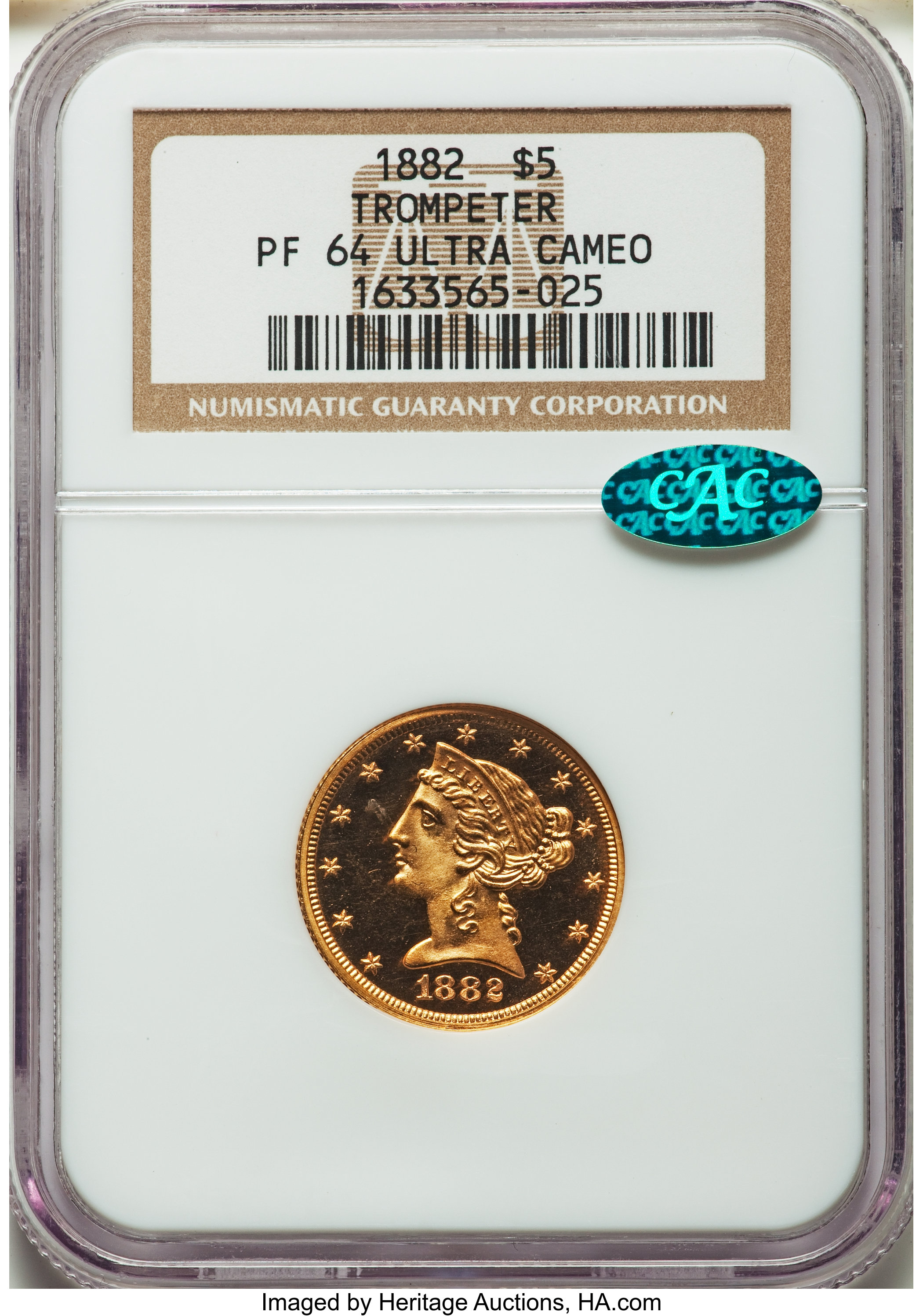 image for: 1882 $5 PR64 Ultra Cameo NGC. CAC....
